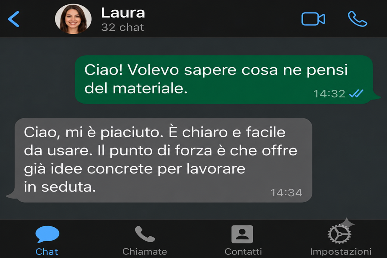 Testimonianza di Laura sulla chiarezza dei contenuti.